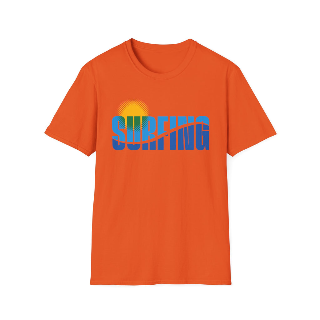 SURFING Text With Wave Through T-Shirt