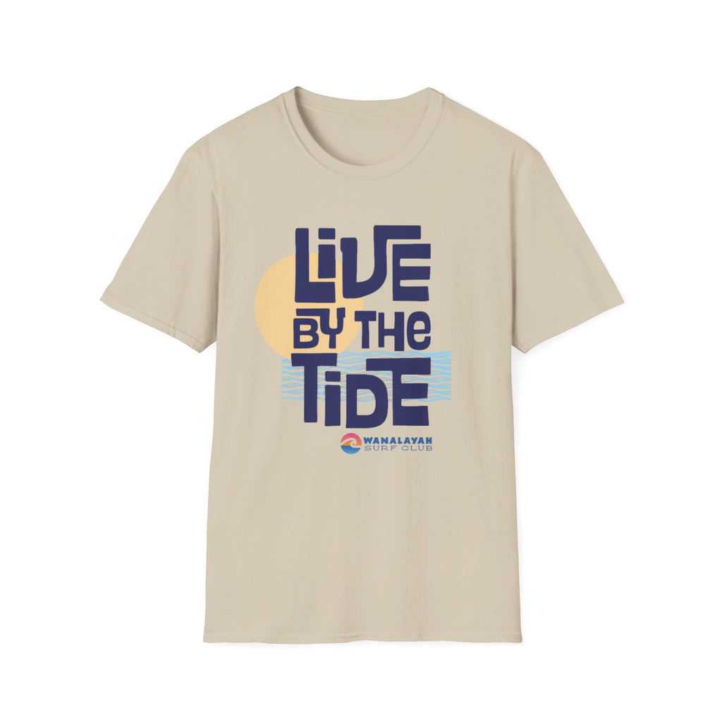 Live By The Tide-Navy Text T-Shirt