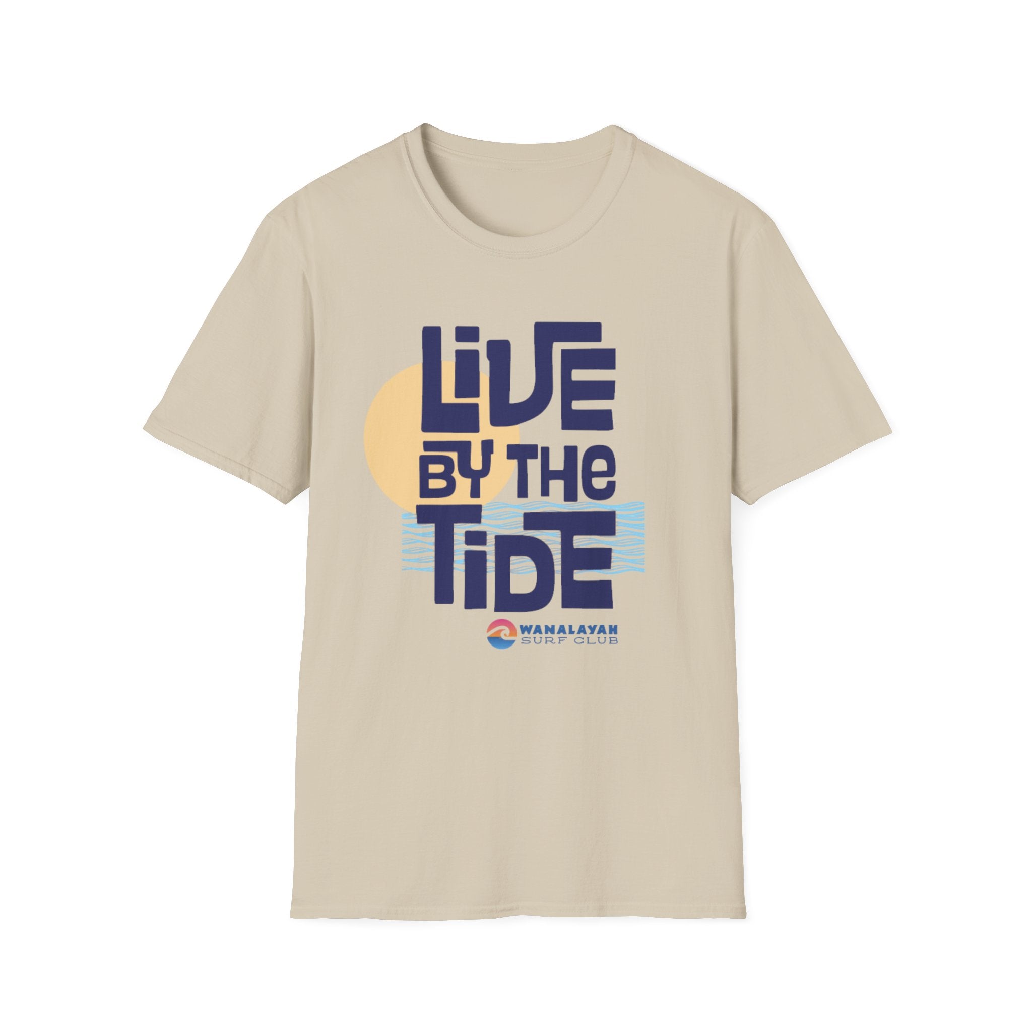 Live By The Tide-Navy Text T-Shirt