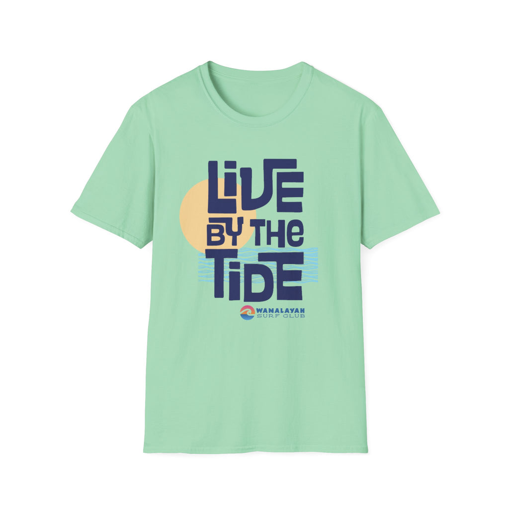 Live By The Tide-Navy Text T-Shirt