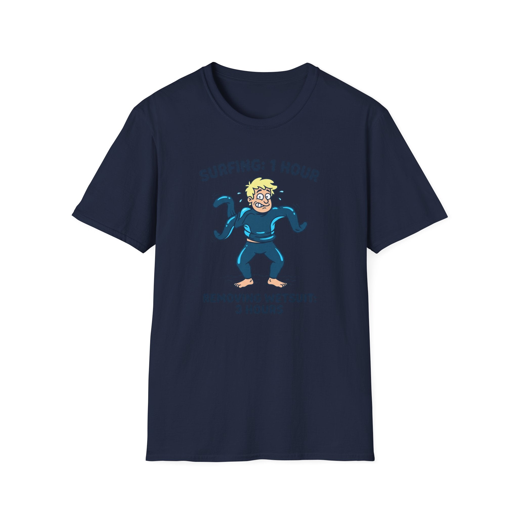 Surfing: 1 Hour-Removing Wetsuit: 3 Hours T-Shirt